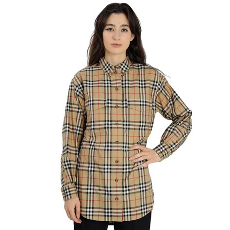 burberry 8022265|Burberry Ladies Vintage Check Stretch Cotton Oversized Shirt.